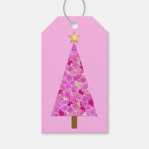 Magenta florale moderne Weihnachtsbaum Geschenkanhänger