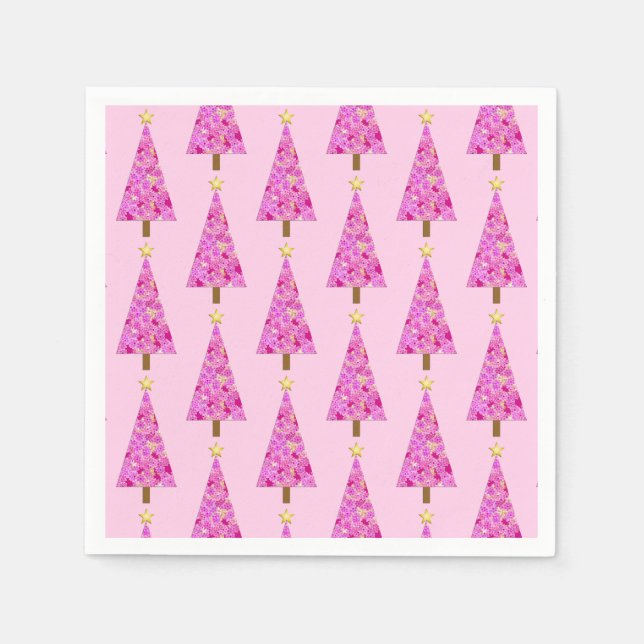 Magenta florentaler Weihnachtsbaum Napkins Serviette (Vorderseite)