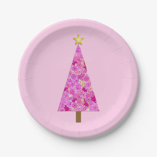 Magenta florentaler Weihnachtsbaum Pappteller