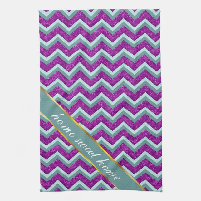 Magenta Foil und Aquamarines ZigZag Muster Handtuch (Vertikal)