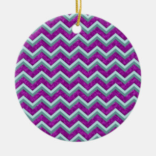 Magenta Foil und Aquamarines ZigZag Muster Keramikornament