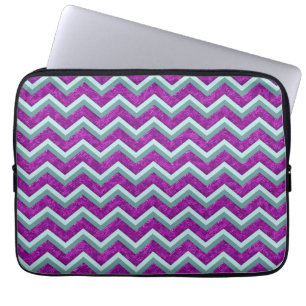 Magenta Foil und Aquamarines ZigZag Muster Laptopschutzhülle