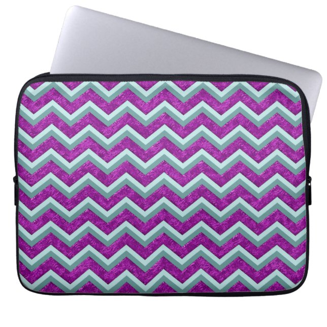 Magenta Foil und Aquamarines ZigZag Muster Laptopschutzhülle (Vorderseite)