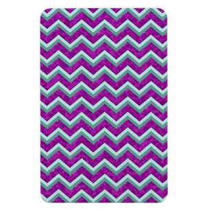 Magenta Foil und Aquamarines ZigZag Muster Magnet