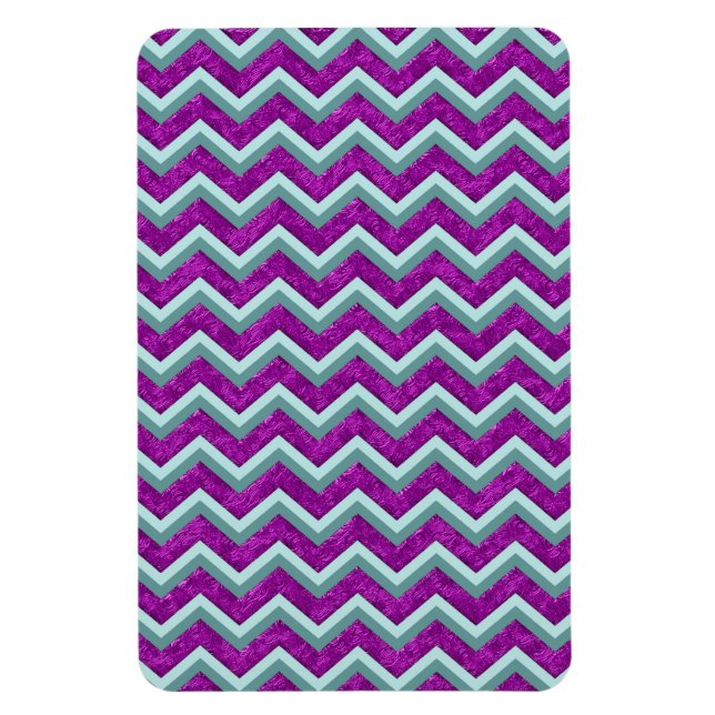 Magenta Foil und Aquamarines ZigZag Muster Magnet (Vertikal)