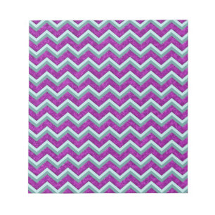 Magenta Foil und Aquamarines ZigZag Muster Notizblock