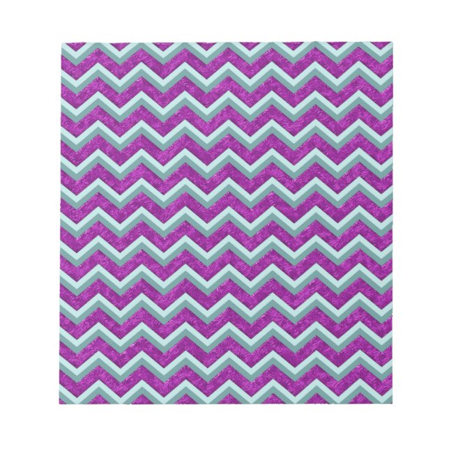 Magenta Foil und Aquamarines ZigZag Muster Notizblock (Vorderseite)