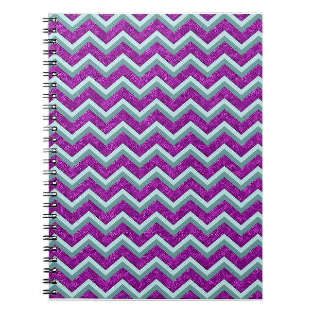 Magenta Foil und Aquamarines ZigZag Muster Notizblock (Vorderseite)