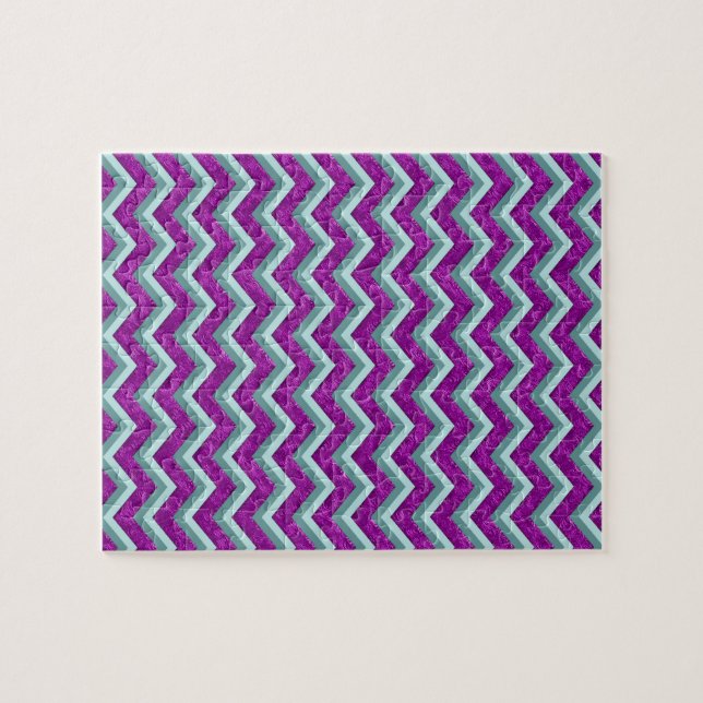 Magenta Foil und Aquamarines ZigZag Muster Puzzle (Horizontal)