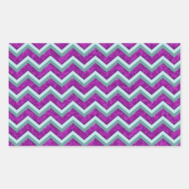 Magenta Foil und Aquamarines ZigZag Muster Rechteckiger Aufkleber (Vorderseite)