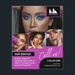 Magenta Foto Collage Logo QR Makeup Werbung Flyer<br><div class="desc">Doppelseitiger Flyer für Makeup-Künstler, Nagelkünstler, Haarstylisten oder Ähnliches, wo Sie Ihre Arbeit in einer Retro-Foto-Collage mit magentafarbenen Rahmen und magentafarbenem Hintergrund präsentieren müssen. Personalisieren Sie mit Ihrem Logo und auf der Rückseite ein zusätzliches Foto und Ihren QR-Code mit Ihrem Social Media Handle. Retro Foto Collage Werbe-Flyer für eine Haarstylistin, Nagelkünstler...</div>