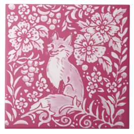 Magenta Fox Animal Nature Woodland Floral Fliese