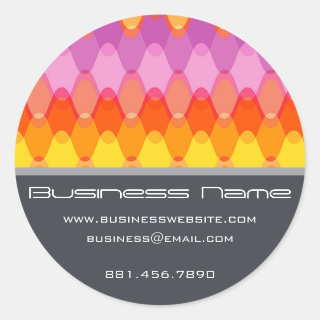 Magenta Funky Groovy Zig Zag Waves Zickzack Muster Runder Aufkleber (Vorderseite)