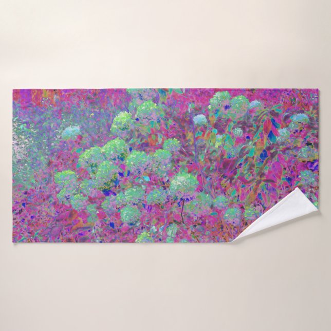 Magenta Garden mit Aqua Hydrangea Blume Badehandtuch (Badehandtuch)