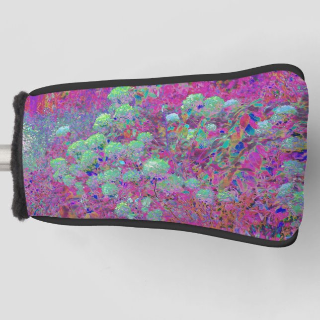 Magenta Garden mit Aqua Hydrangea Blume Golf Headcover (Vorderseite)