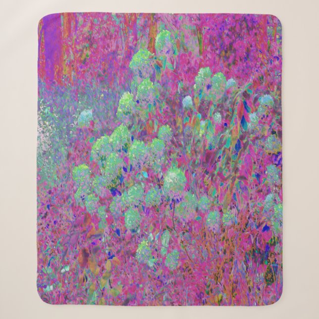 Magenta Garden mit Aqua Hydrangea Blume Sherpadecke (Vorderseite)