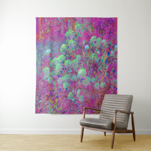 Magenta Garden mit Aqua Hydrangea Blume Wandteppich
