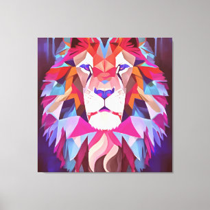 Magenta Geometric Lion Abstrakt Art Leinwanddruck