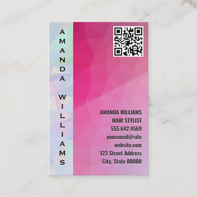 Magenta Geometric | QR Code Business Card Visitenkarte (Vorderseite)
