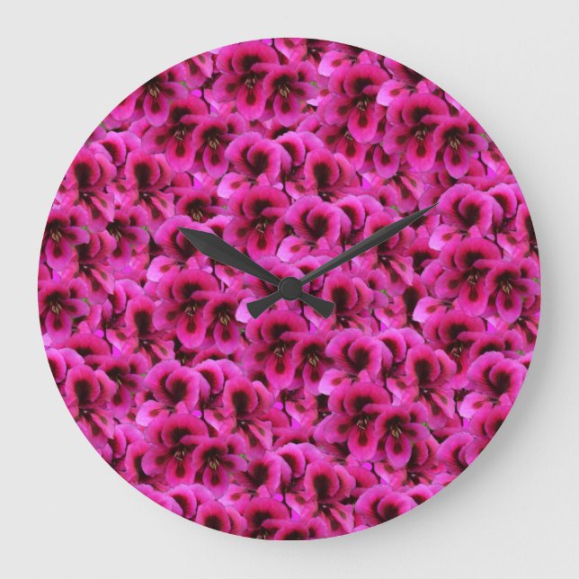 Magenta Geranium Blume, große Wall-Uhr Wanduhr (Vorderseite)