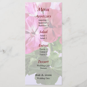 Magenta Geranium Menükarte