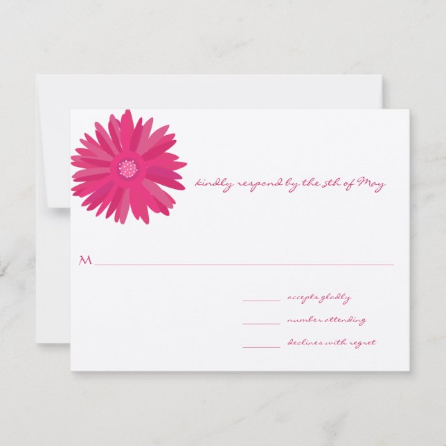 Magenta Gerber Wedding RSVP Einladung (Vorderseite)