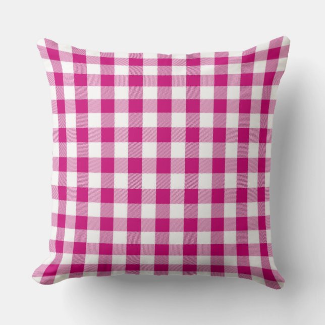 Magenta Gingham Pattern Throw Kissen (Vorderseite)