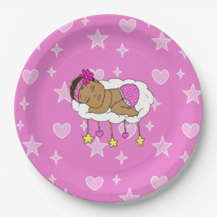 Magenta Girl's Baby Shower Pappteller