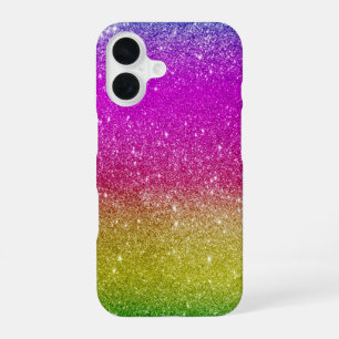 Magenta Glitter iPhone-Hülle - Regenbogen-Sparkle iPhone 16 Hülle