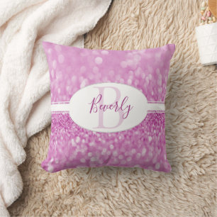 Magenta Glitzer Personalize Throw Pillow Kissen
