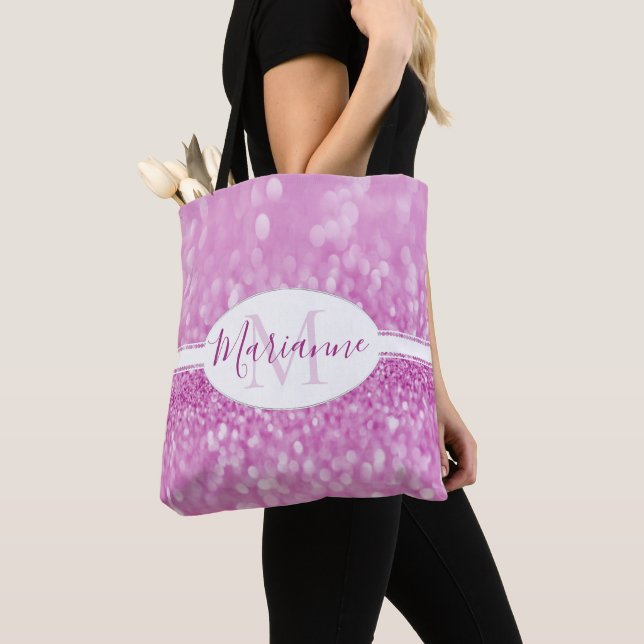 Magenta Glitzer Personalize Tote Bag (Von Nahem)