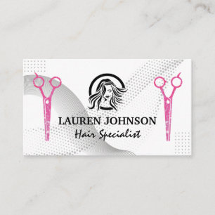 Magenta Glitzer Salon Scissors Hair Stylist-Logo Visitenkarte