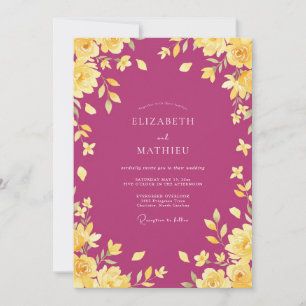 Magenta Gold Bloom Hochzeit Einladung