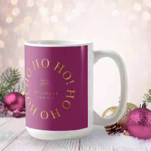 Magenta Gold Christmas Ho Ho Ho ID1009 Kaffeetasse