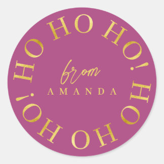 Magenta Gold Christmas Ho Ho Ho ID1009 Runder Aufkleber