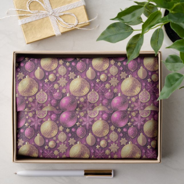 Magenta Gold Christmas Pattern#31 ID1009 Seidenpapier (Geschenk)