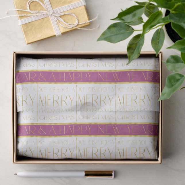 Magenta Gold Christmas Pattern#35 ID1009 Seidenpapier (Geschenk)