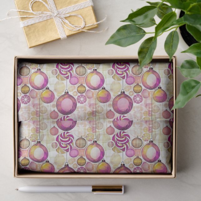 Magenta Gold Christmas Pattern#6 ID1009 Seidenpapier (Geschenk)