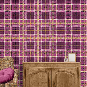 Magenta Gold Kariertes Muster#7 ID1009 Tapete