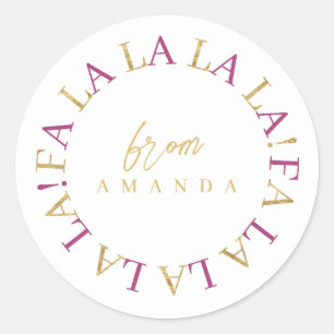 Magenta Gold Weihnachten Fa La ID1009 Runder Aufkleber