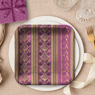 Magenta Gold Weihnachten La La Pattern#27 ID1009 Pappteller