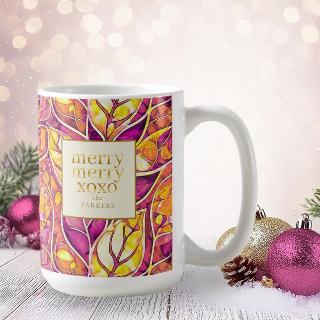 Magenta Gold Weihnachten Merry Pattern#21 ID1009 Kaffeetasse (Von Creator hochgeladen)