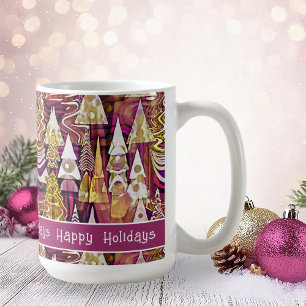 Magenta Gold Weihnachten Merry Pattern#25 ID1009 Kaffeetasse