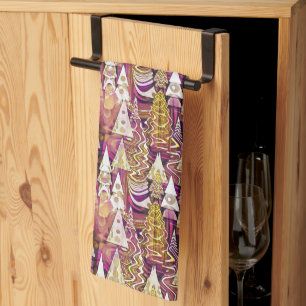 Magenta Gold Weihnachtsmuster#25 ID1009 Geschirrtuch