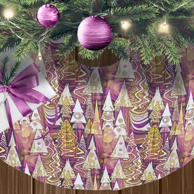 Magenta Gold Weihnachtsmuster#25 ID1009 Polyester Weihnachtsbaumdecke (Von Creator hochgeladen)