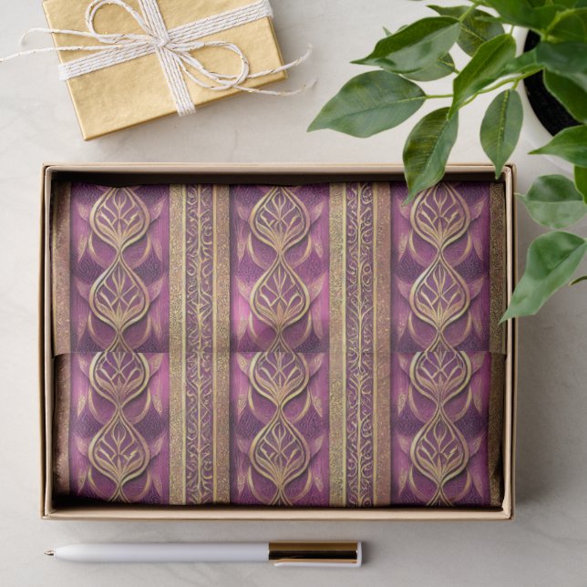 Magenta Gold Weihnachtsmuster#27 ID1009 Seidenpapier (Geschenk)