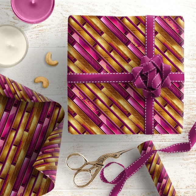 Magenta Gold Weihnachtsmuster#28 ID1009 Geschenkpapier (Von Creator hochgeladen)