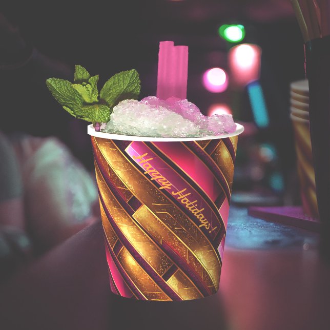 Magenta Gold Weihnachtsmuster#28 ID1009 Pappbecher (Von Creator hochgeladen)