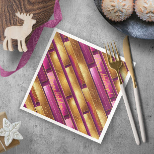 Magenta Gold Weihnachtsmuster#28 ID1009 Serviette