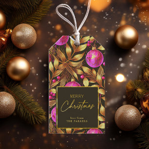 Magenta Gold Weihnachtsmuster#29 ID1009 Geschenkanhänger